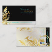 Siergouden bladeren/wervelingen visitekaartje (Voorkant / Achterkant)