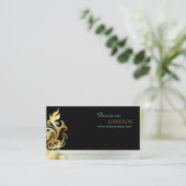 Siergouden bladeren/wervelingen visitekaartje (Staand voorkant)