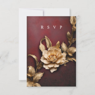  siergouden gebladerte RSVP maaltijdkeuzes Kaartje