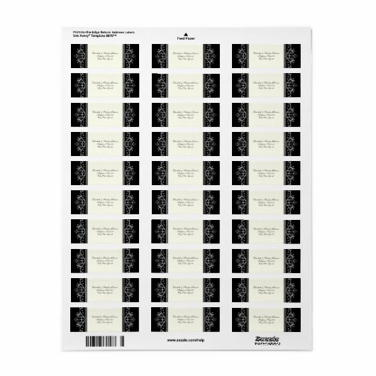 Siergrens zwart wit bruiloft aangepast label (Full Sheet)