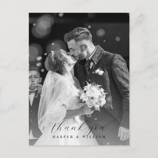 Siergrijs dank u foto bruiloft Briefkaart (Voorkant)
