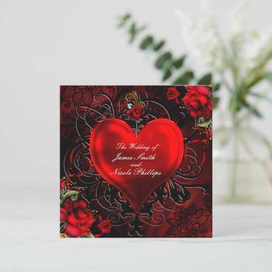 Sierhart in zwart en rood voor gotische romantiek kaart (Staand voorkant)