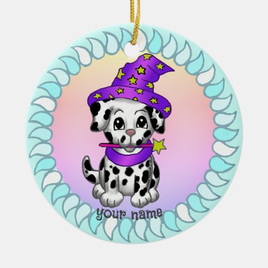 Sierhek hond toverleerling keramisch ornament (Voorkant)