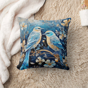 Sierillustratie Vogels en Bloemen Kussen