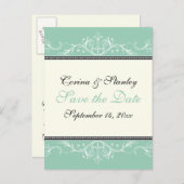 Sierjade, ivoren bruiloft Save the Date Aankondigingskaart (Voorkant / Achterkant)