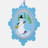 Sierkaart - Werkende sneeuwman Ornament Kaart (Links)