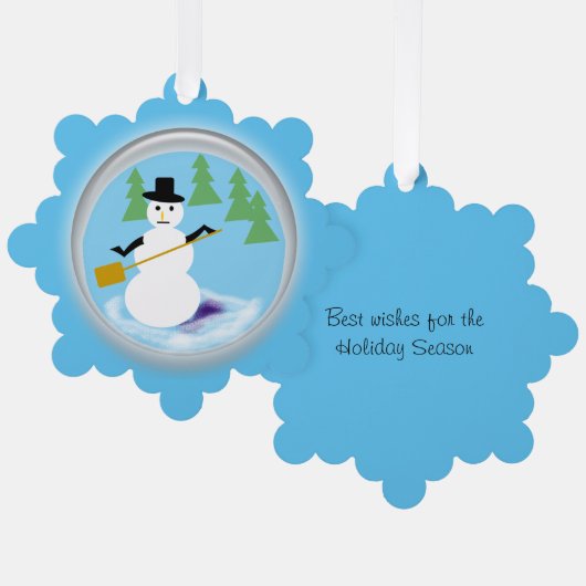 Sierkaart - Werkende sneeuwman Ornament Kaart (Voorkant / Achterkant)
