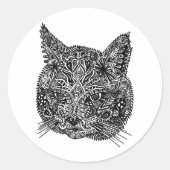 Sierkattenkop Ronde Sticker (Voorkant)