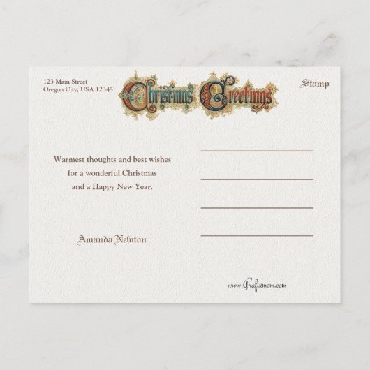   Sierkerstgroeten Briefkaart (Achterkant)