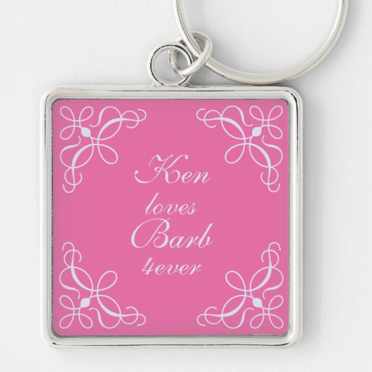 Sierketting met draaikolken in Candy Roze Sleutelhanger (Voorkant)
