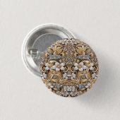 Sierknop Goud Wit Bloemmotief Ronde Button 3,2 Cm (Voorkant /achterkant)