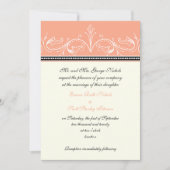 Sierkoraal wit aangepaste bruiloft uitnodiging (Voorkant)