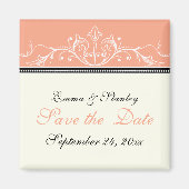 Sierkoraal wit Save the Date magneet (Voorkant)