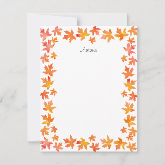 Sierkrans van waterverf esdoornbladeren in geel or notitiekaartje (Voorkant)