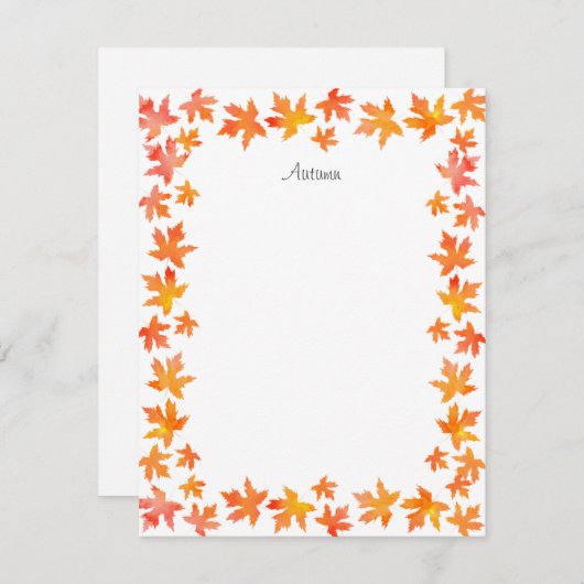 Sierkrans van waterverf esdoornbladeren in geel or notitiekaartje (Voorkant / Achterkant)