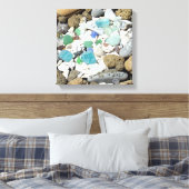 Sierkunst Canvas Strand Zeeglas Fossielen Afdruk (Insitu (Slaapkamer))