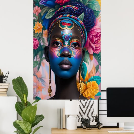 Sierkunst gezicht kunst prinses poster (Thuiskantoor)