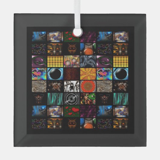 Sierkunst Pop Art-patroon Glas Ornament (Voorkant)