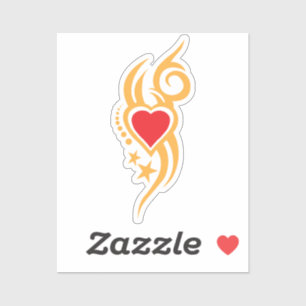 Sierkunstig Hart Tattoo met Bloemen Sticker
