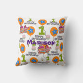 Sierkussen, #1 Eerste verjaardag White Kussen (Achterkant)