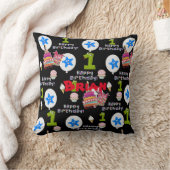 Sierkussen, #1 Happy First Birthday Black Kussen (Deken)