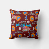 Sierkussen, #4 Happy 4th Birthday Dark Red Kussen (Achterkant)