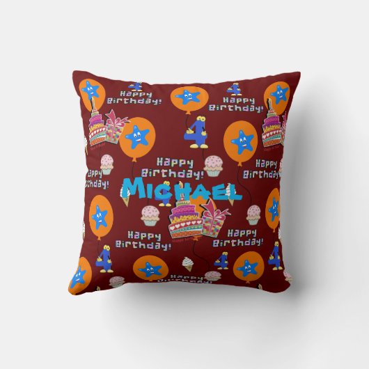 Sierkussen, #4 Happy 4th Birthday Dark Red Kussen (Achterkant)