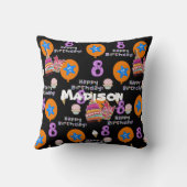Sierkussen, #8 Happy 8th Birthday Black Kussen (Achterkant)