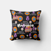 Sierkussen, #8 Happy 8th Birthday Black Kussen (Voorkant)