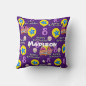 Sierkussen, #8 Happy 8th Birthday Paars Kussen (Achterkant)