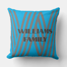 Sierkussen aangepaste sjabloon blauw monogram fami