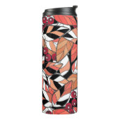 Sierkussen Abstracte cartoon verlaat zwarte bessen Thermosbeker (Gedraaid links)