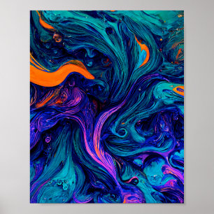 Sierkussen abstracte psychedelische kleuren poster