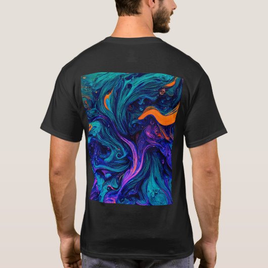 Sierkussen abstracte psychedelische kleuren t-shirt (Achterkant)