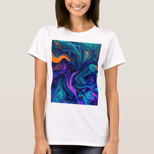 Sierkussen abstracte psychedelische kleuren t-shirt (Voorkant)