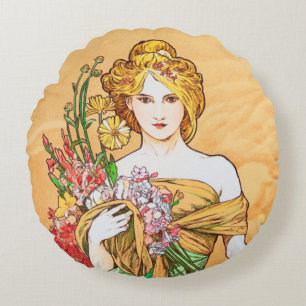 Sierkussen Alphonse Mucha Rond Kussen