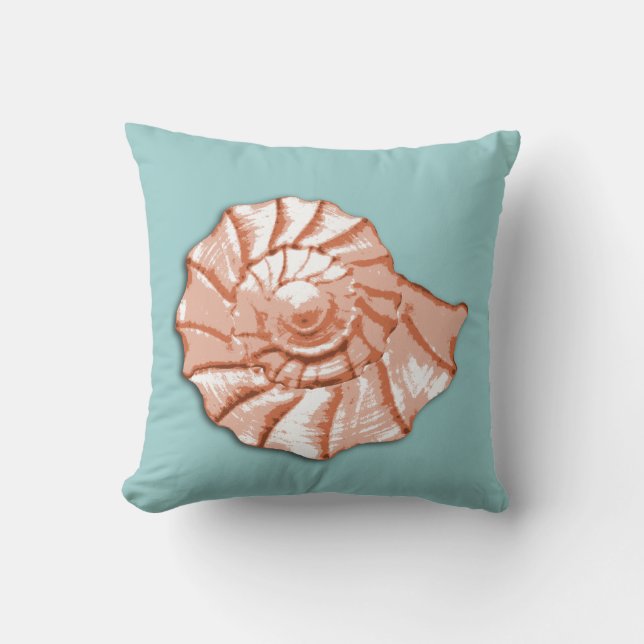 Sierkussen Aqua en Peach Seashell (Voorkant)