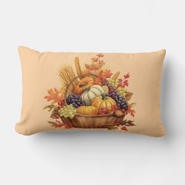 Sierkussen-Autumn Harvest Accent Pillow – Basket Kussen (Voorkant)