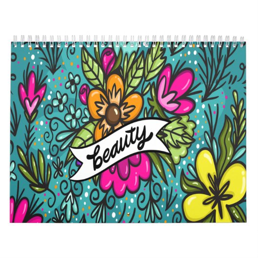 Sierkussen Beauty met Flowers Kalender (Hoes)
