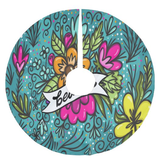 Sierkussen Beauty met Flowers Kerstboom Rok (Voorkant)