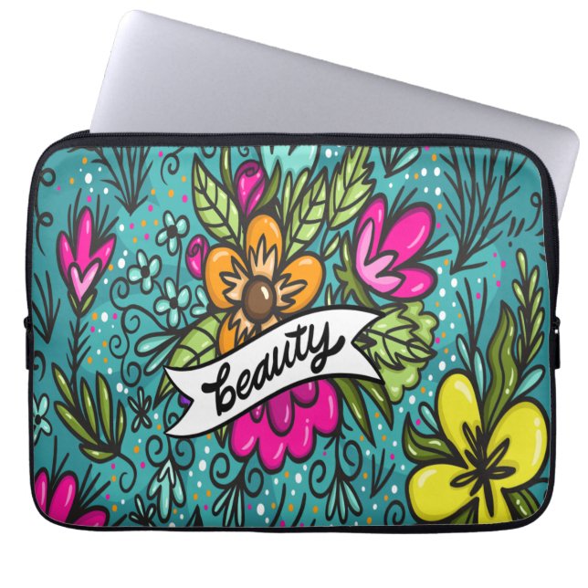 Sierkussen Beauty met Flowers Laptop Sleeve (Voorkant)