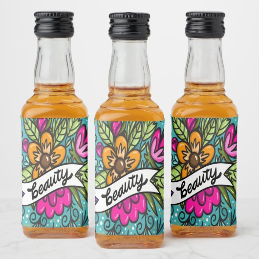 Sierkussen Beauty met Flowers Likeurfles Etiket (Flessen)