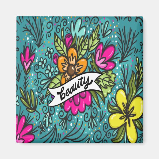 Sierkussen Beauty met Flowers Magneet (Voorkant)