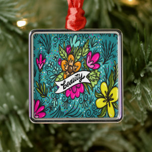 Sierkussen Beauty met Flowers Metalen Ornament