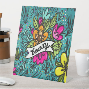 Sierkussen Beauty met Flowers Reclamebord Met Voetstuk