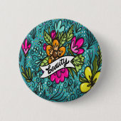 Sierkussen Beauty met Flowers Ronde Button 5,7 Cm (Voorkant)