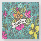 Sierkussen Beauty met Flowers Stenen Onderzetter (Voorkant)