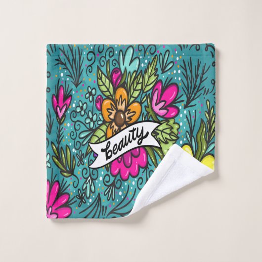 Sierkussen Beauty met Flowers Washandje (Wasdoekje)