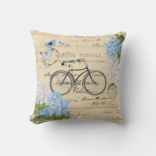 Sierkussen Bicycle Blue Hydrangea (Voorkant)