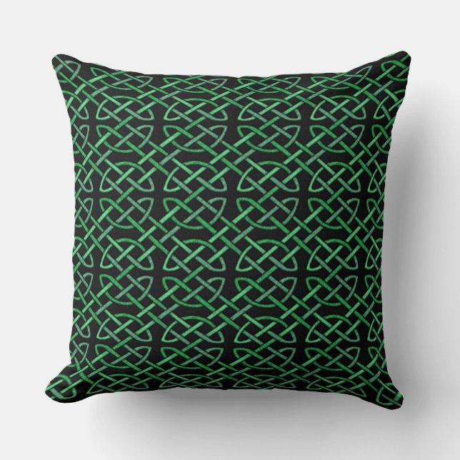 Sierkussen Black and Green Celtic Knot Pattern (Voorkant)